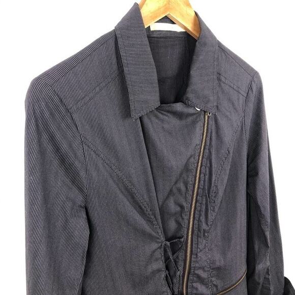 Lauren Vidal Purple Asymmetrical Striped Full Zip Lagenlook Minimalist Jacket M - Picture 7 of 16